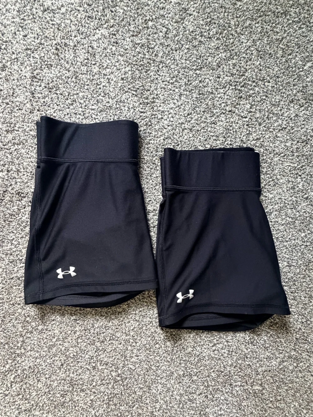 Under Armour Girls' Bike Shorts Lot with Fold Over Waist Band. Size Youth Large